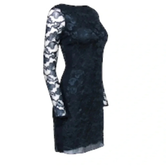 Diane Von Furstenberg Navy Floral Lace Sheath Dress Women’s size 6 Cocktail - Picture 1 of 13